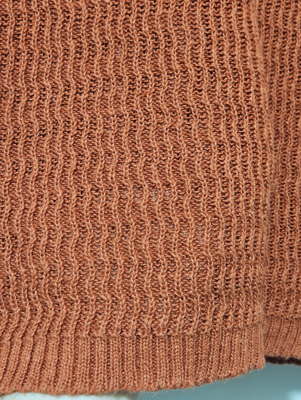 Baxter & Wells XL Ramie Cotton sweater cardigan burnt orange crochet knit button - Picture 13 of 16